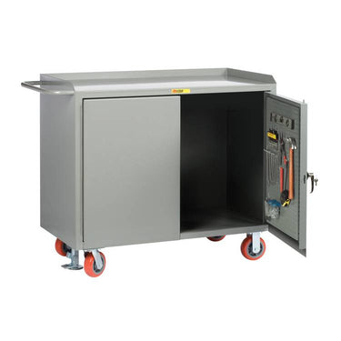 Mobile Bench Cabinets w/ Pegboard Doors - Model MB2448PBDFL